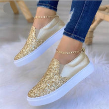 Load image into Gallery viewer, Moccasins Glitter Flat Female Loafers Shoes Rose Gold/Black/Gold
