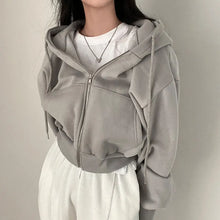 Load image into Gallery viewer, Casual Hood Sweatshirt Women Y2K Zip Up Hoodies Solid Harajuku Long
