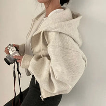 Load image into Gallery viewer, Casual Hood Sweatshirt Women Y2K Zip Up Hoodies Solid Harajuku Long
