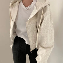 Load image into Gallery viewer, Casual Hood Sweatshirt Women Y2K Zip Up Hoodies Solid Harajuku Long
