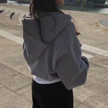 Load image into Gallery viewer, Casual Hood Sweatshirt Women Y2K Zip Up Hoodies Solid Harajuku Long
