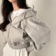 Load image into Gallery viewer, Casual Hood Sweatshirt Women Y2K Zip Up Hoodies Solid Harajuku Long
