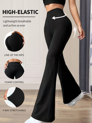 Women's spring and summer high waisted tight fitting flared pants, - florentclothing store 
