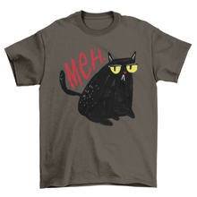 Load image into Gallery viewer, Funny unimpressed meh black cat t-shirt
