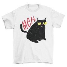 Load image into Gallery viewer, Funny unimpressed meh black cat t-shirt
