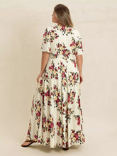 Load image into Gallery viewer, Plus Size Floral Flutter Sleeve Maxi Dress with Button Front - florentclothing store 
