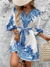 Load image into Gallery viewer, Paisley V-Neck 3/4 Sleeve Mini Dress
