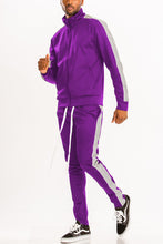 Load image into Gallery viewer, Single Stripe Zip Up Track Jacket and Track Pant Matching Set SET123

