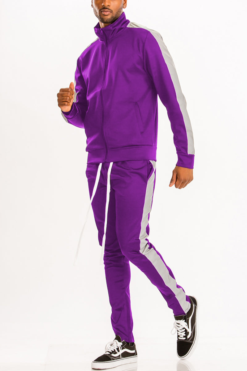Single Stripe Zip Up Track Jacket and Track Pant Matching Set SET123