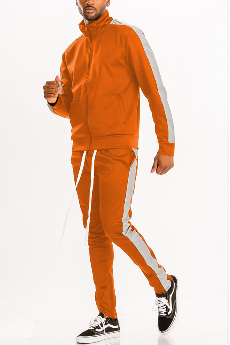 Single Stripe Zip Up Track Jacket and Track Pant Matching Set SET123