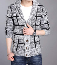 Load image into Gallery viewer, Mens Shawl Collar Gray Cardigan - florentclothing store 
