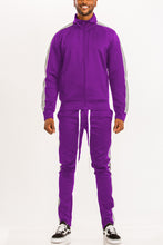 Load image into Gallery viewer, Single Stripe Zip Up Track Jacket and Track Pant Matching Set SET123
