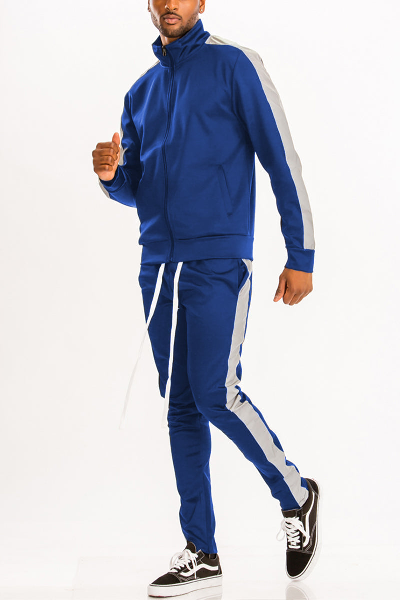 Single Stripe Zip Up Track Jacket and Track Pant Matching Set SET123