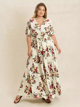 Load image into Gallery viewer, Plus Size Floral Flutter Sleeve Maxi Dress with Button Front - florentclothing store 

