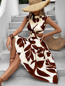 Cutout Printed Sleeveless Dress