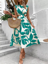 Load image into Gallery viewer, Cutout Printed Sleeveless Dress
