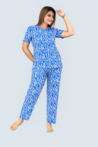 Ethnic Wear Co Ord Set for Women-Blue (Size-L)
