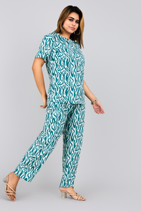 Ethnic Wear Co Ord Set for Women-Green (Size-XL)