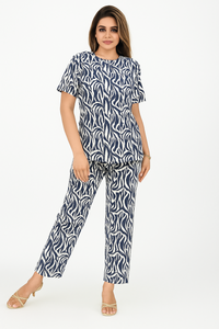 Ethnic Wear Co Ord Set for Women-Navy Blue (Size-XXS)