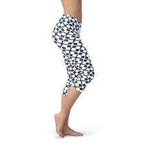 Load image into Gallery viewer, Womens Geometric Blue Tile Capri Leggings - florentclothing store 
