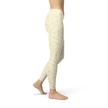 Load image into Gallery viewer, Womens White Leggings w/ Geometric Cubes - florentclothing store 
