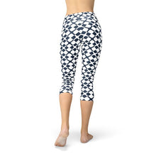 Load image into Gallery viewer, Womens Geometric Blue Tile Capri Leggings - florentclothing store 
