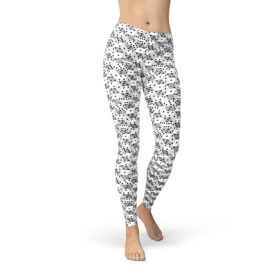Womens Black and White Dice Leggings - florentclothing store 