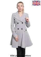 Load image into Gallery viewer, Wool Blend Fit And Flare Double Breasted Skater Coat (1102)
