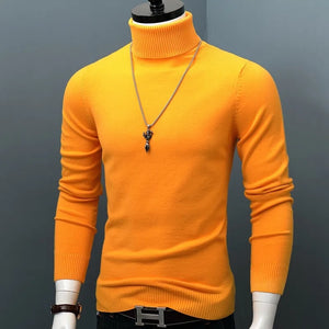 Men Turtleneck Sweaters Slim Fit  Pullover Winter Thick Warm Classic Brand