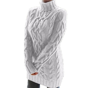 HOT SALE 5 Color Women Turtleneck Twist Knitted Long Sleeve Warm Sweater Autumn Winter Mini Dress Thickened Pullover Retro S-XL