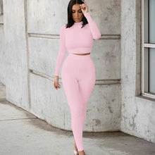 Load image into Gallery viewer, Two Piece Sets Women Solid Autumn Tracksuits High Waist Stretchy Sportswear Hot Crop Tops And Leggings Matching Outfits - FlorentClothingStore 
