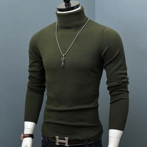 Men Turtleneck Sweaters Slim Fit  Pullover Winter Thick Warm Classic Brand