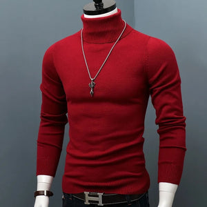 Men Turtleneck Sweaters Slim Fit  Pullover Winter Thick Warm Classic Brand