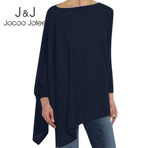 Jocoo Jolee Women Causal Long Sleeve Cotton Blouse Spring Loose Irregular Shirt - FlorentClothingStore 