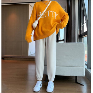 Women Warm Winter Plush Thick Cashmere Corduroy Pants Female Casual Korean Style