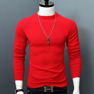 Men's O-Neck Sweater long sleeve solid color pullover for autumn winter