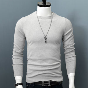 Men's O-Neck Sweater long sleeve solid color pullover for autumn winter