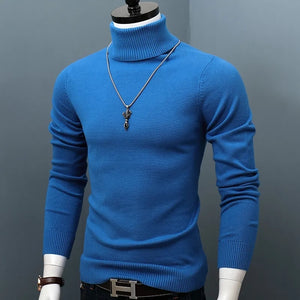 Men Turtleneck Sweaters Slim Fit  Pullover Winter Thick Warm Classic Brand