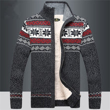 Load image into Gallery viewer, 2021 Winter Sweater Male Thicken Fleece Men Cardigan Cotton Knitted Jacquard Men - FlorentClothingStore 
