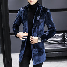 Load image into Gallery viewer, Winter Velvet Wool Blends Jacket Men Fashion Slim Long Casual Business Trench Windbreaker Social Streetwear Overcoat clothing
