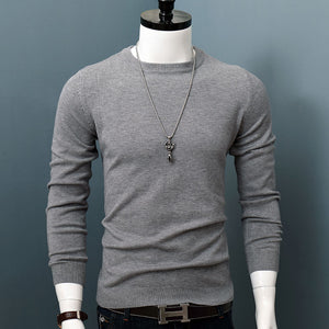 Men's O-Neck Sweater long sleeve solid color pullover for autumn winter