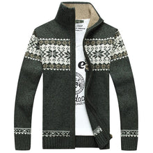 Load image into Gallery viewer, Winter Men&#39;s Jacquard Sweater Coat Christmas snowflake print Knitted Cardigan Turtleneck Full Zip Casual Warm Wool Sweater 5XL - FlorentClothingStore 
