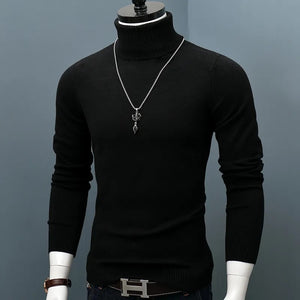 Men Turtleneck Sweaters Slim Fit  Pullover Winter Thick Warm Classic Brand