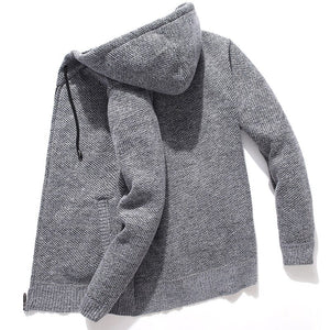 Hooded Knitted Man Sweater Fleece Cardigan Oversized - FlorentClothingStore 