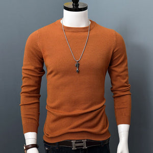 Men's O-Neck Sweater long sleeve solid color pullover for autumn winter