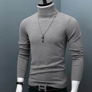 Men Turtleneck Sweaters Slim Fit  Pullover Winter Thick Warm Classic Brand