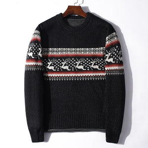 Winter Sweater Male Clothing  Thick Fleece  Wool Men&#39;s Jumpers Pullover  Coats Jacquard deer christmas Knitted Sweater Men - FlorentClothingStore 