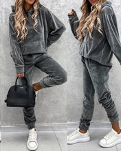 Load image into Gallery viewer, Sweatshirt Women 2 pieces Set Tracksuit Autumn One shoulder Sweatshirt Pants Sets Sport Wear Tracksuit Velvet Lounge Suit - FlorentClothingStore 
