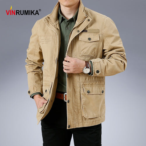 Large Size M-6XL 2022 Spring Autumn Men's Military Casual Style 100% Cotton Khaki - FlorentClothingStore 