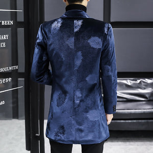 Winter Velvet Wool Blends Jacket Men Fashion Slim Long Casual Business Trench Windbreaker Social Streetwear Overcoat clothing